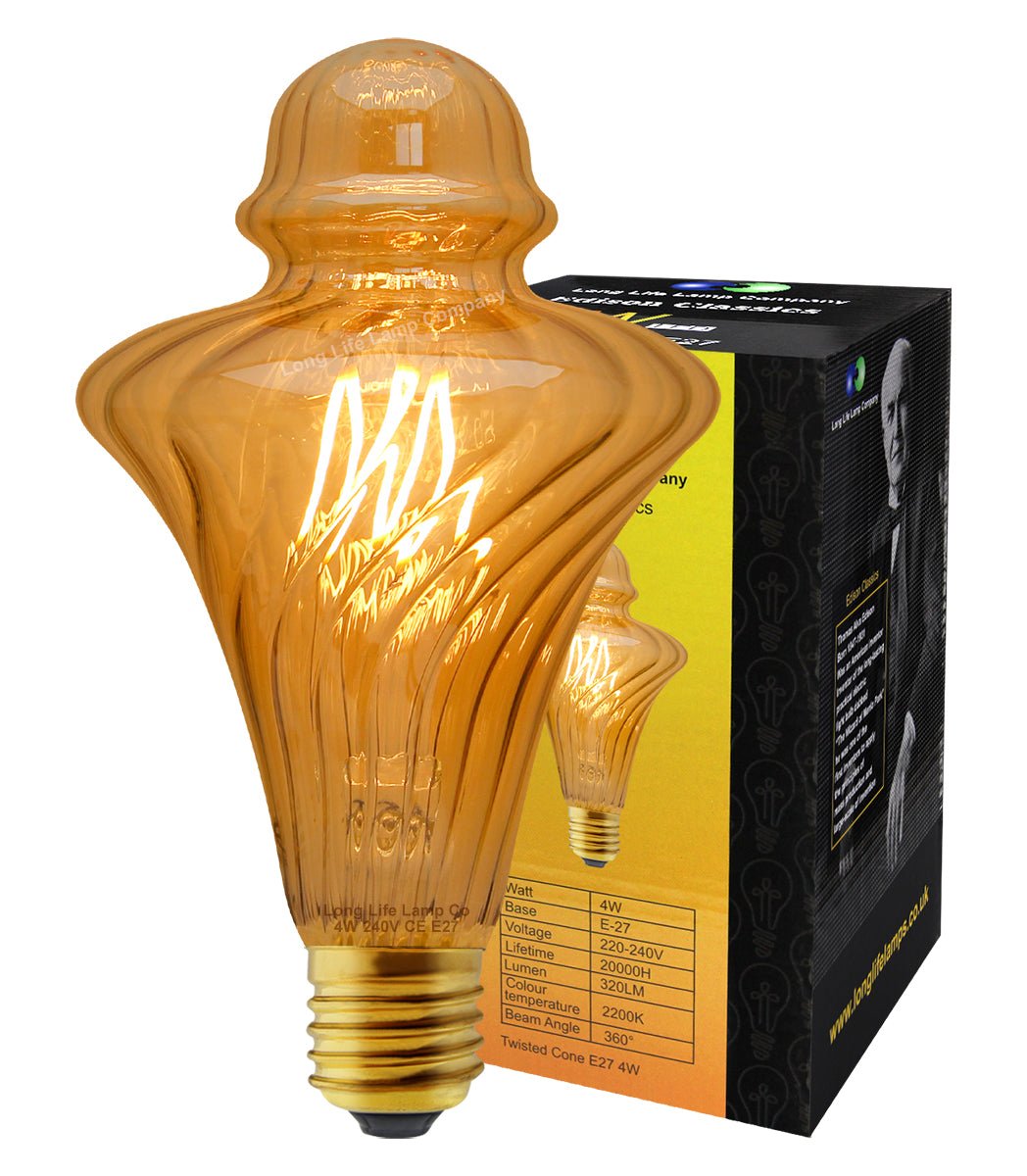 4w LED Imperial Vintage Filament Light Bulb E27 Swirling Gold Glass - Energy Light Bulbs - Free delivery on all orders