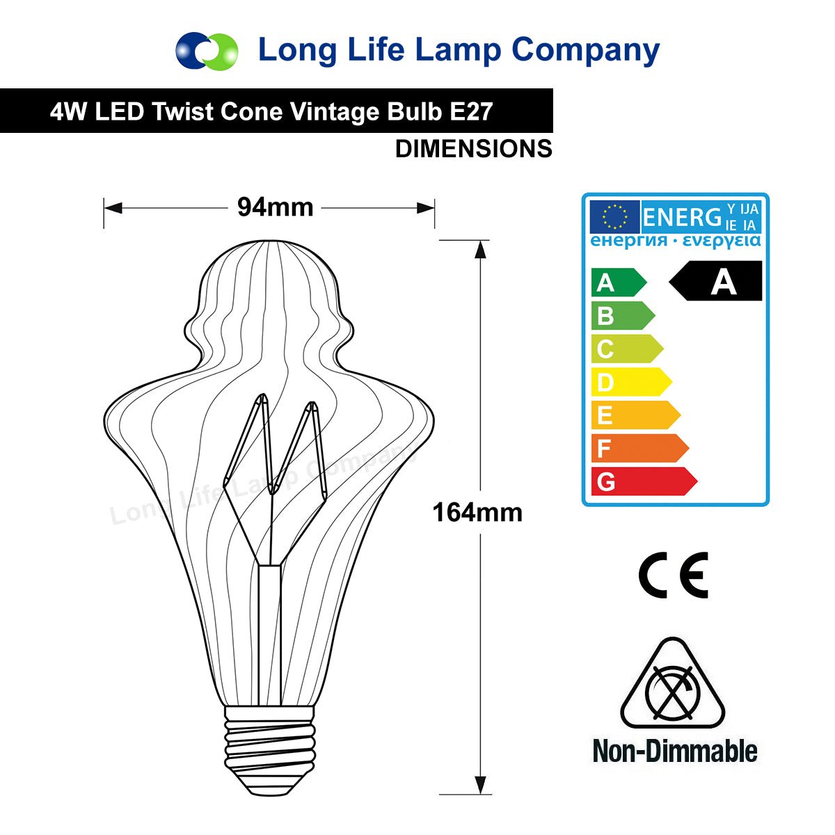 4w LED Imperial Vintage Filament Light Bulb E27 Swirling Gold Glass - Energy Light Bulbs - Free delivery on all orders