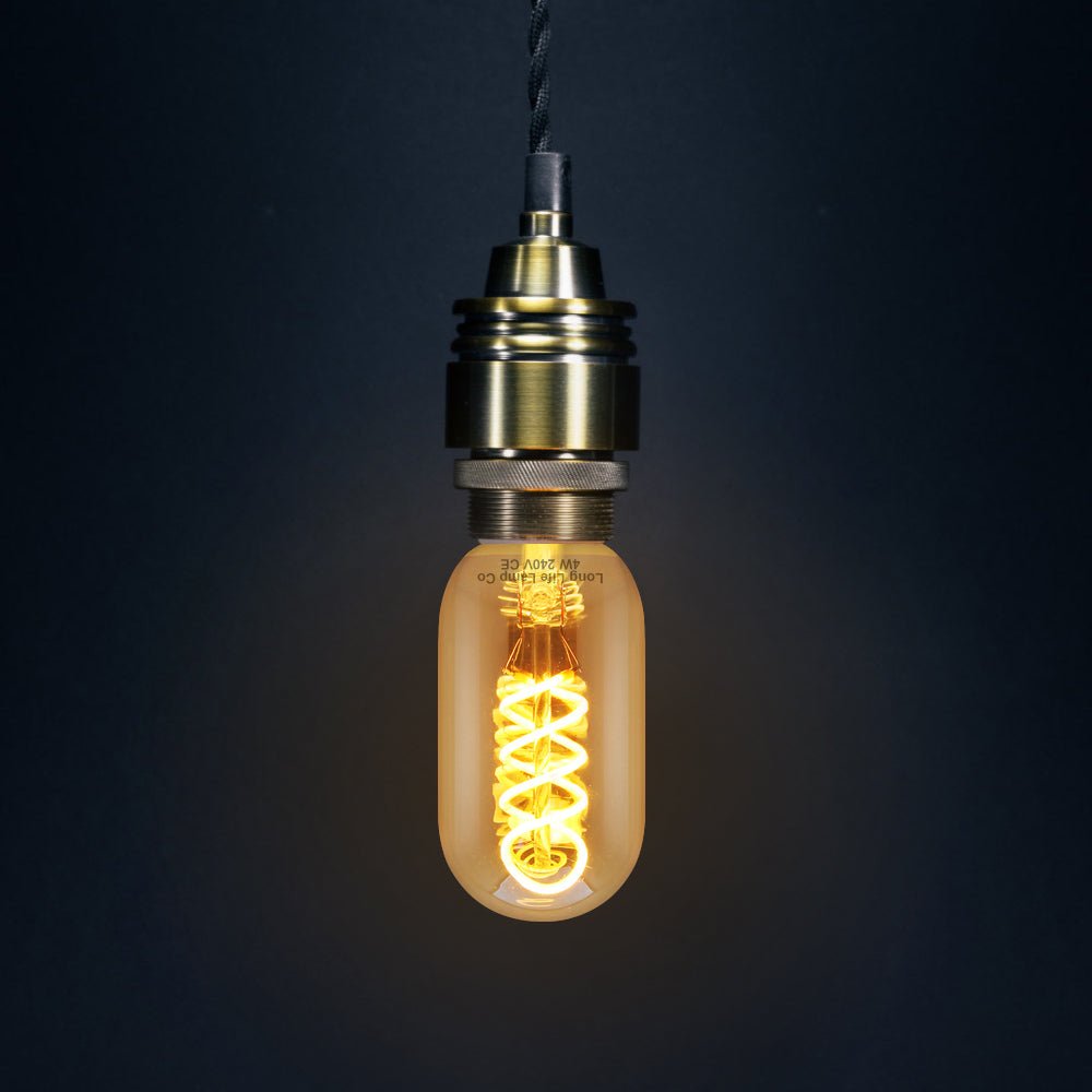 4w LED Vintage Edison Style Spiral Filament Bulb Smoked Gold Glass E27 Teardrop T45 - Energy Light Bulbs - Free delivery on all orders