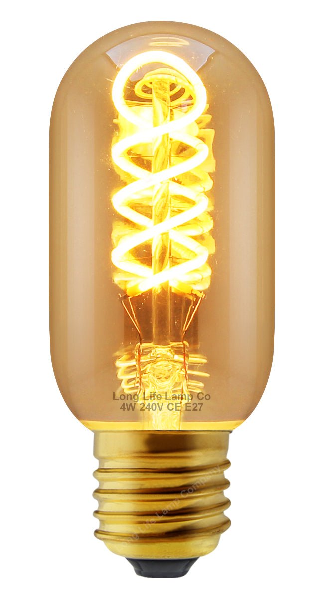 4w LED Vintage Edison Style Spiral Filament Bulb Smoked Gold Glass E27 Teardrop T45 - Energy Light Bulbs - Free delivery on all orders