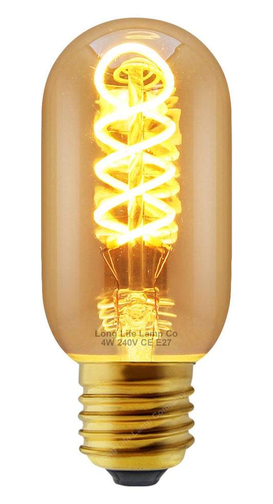 4w LED Vintage Edison Style Spiral Filament Bulb Smoked Gold Glass E27 Teardrop T45 - Energy Light Bulbs - Free delivery on all orders