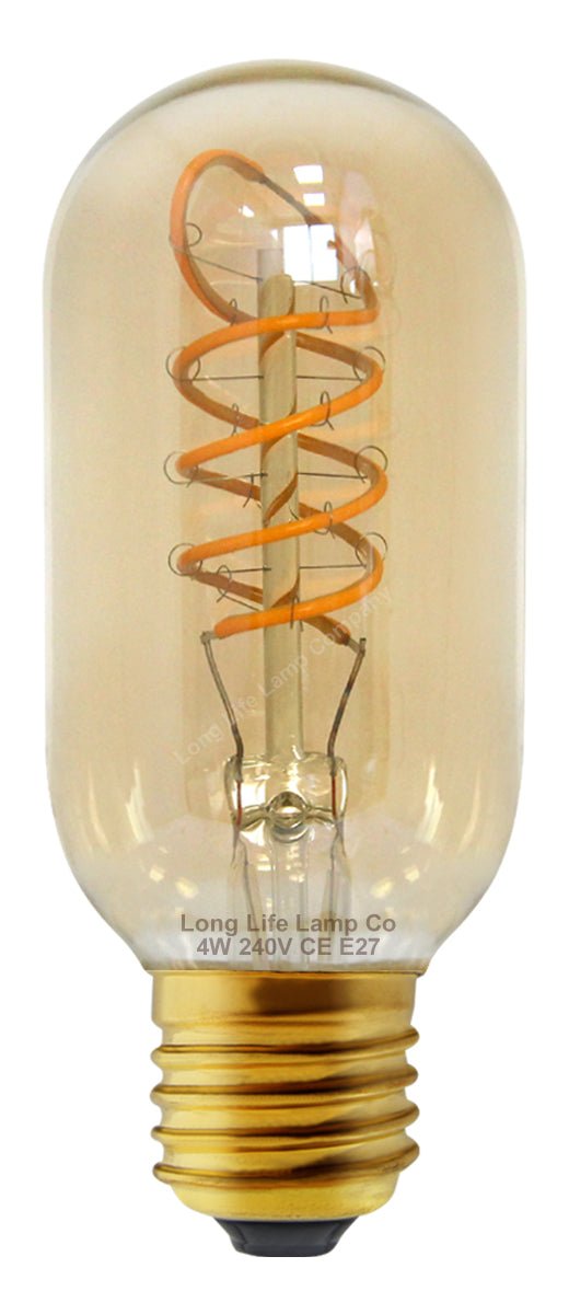 4w LED Vintage Edison Style Spiral Filament Bulb Smoked Gold Glass E27 Teardrop T45 - Energy Light Bulbs - Free delivery on all orders