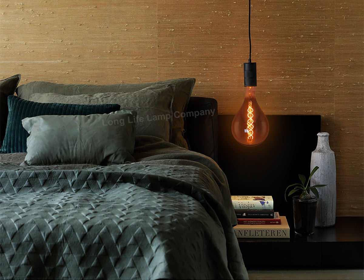 4w LED Vintage Filament Bulb Smoked Glass Tear Drop Classic Edison Coil Light Bulb E27 - Energy Light Bulbs - Free delivery on all orders