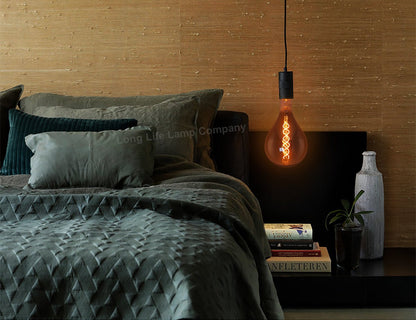 4w LED Vintage Filament Bulb Smoked Glass Tear Drop Classic Edison Coil Light Bulb E27 - Energy Light Bulbs - Free delivery on all orders