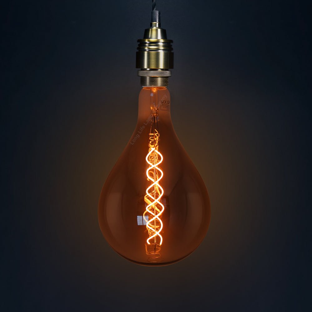 4w LED Vintage Filament Bulb Smoked Glass Tear Drop Classic Edison Coil Light Bulb E27 - Energy Light Bulbs - Free delivery on all orders