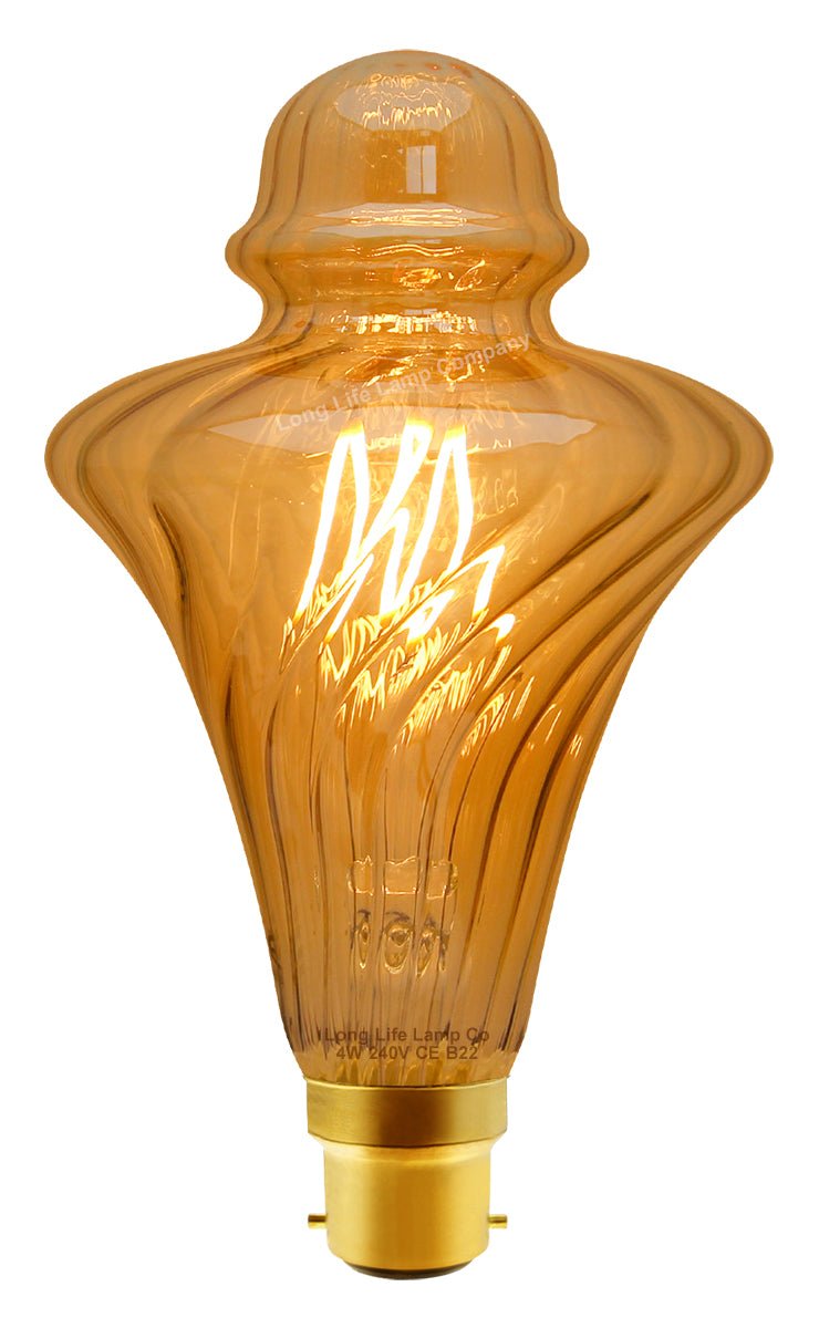 4w LED Vintage Filament Light Bulb B22 Swirling Gold Glass - Energy Light Bulbs - Free delivery on all orders