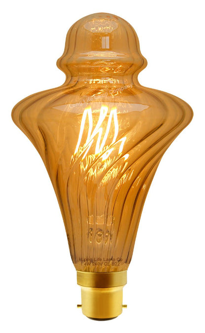 4w LED Vintage Filament Light Bulb B22 Swirling Gold Glass - Energy Light Bulbs - Free delivery on all orders