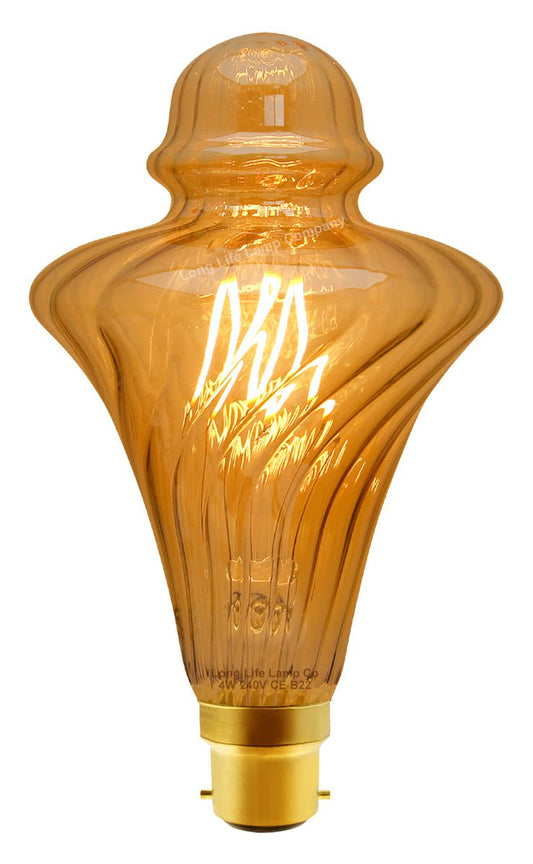 4w LED Vintage Filament Light Bulb B22 Swirling Gold Glass - Energy Light Bulbs - Free delivery on all orders
