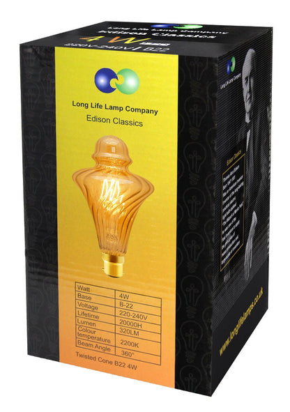4w LED Vintage Filament Light Bulb B22 Swirling Gold Glass - Energy Light Bulbs - Free delivery on all orders