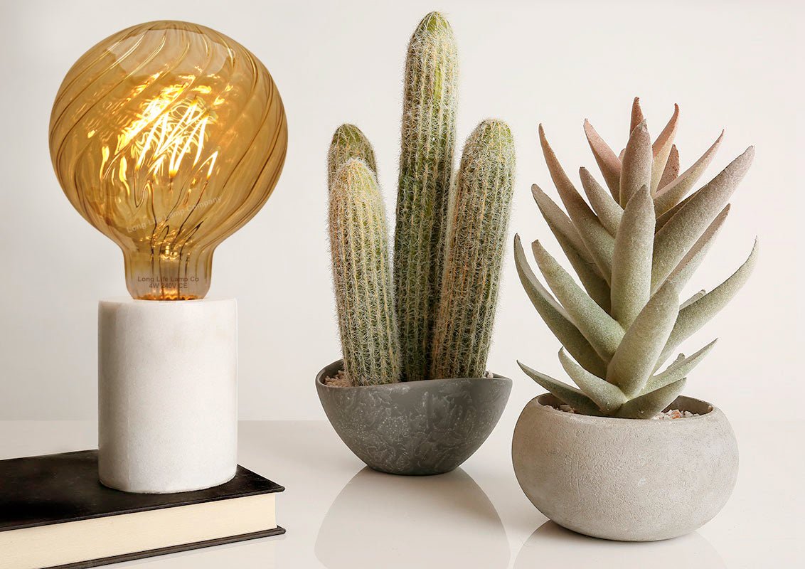 4w LED Vintage Twisted Globe Bulb Smoked Gold Glass B22 Bayonet G95 - Energy Light Bulbs - Free delivery on all orders