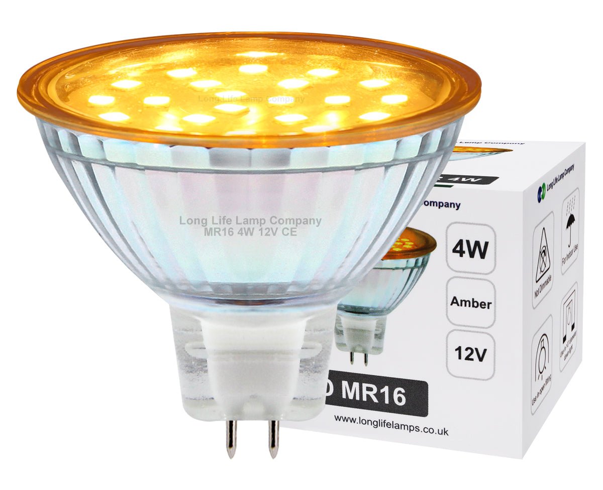 4W MR16 LED Amber Low Voltage Spot Light Bulb 12V - Energy Light Bulbs - Free delivery on all orders