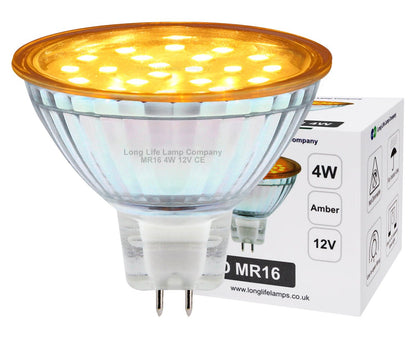 4W MR16 LED Amber Low Voltage Spot Light Bulb 12V - Energy Light Bulbs - Free delivery on all orders
