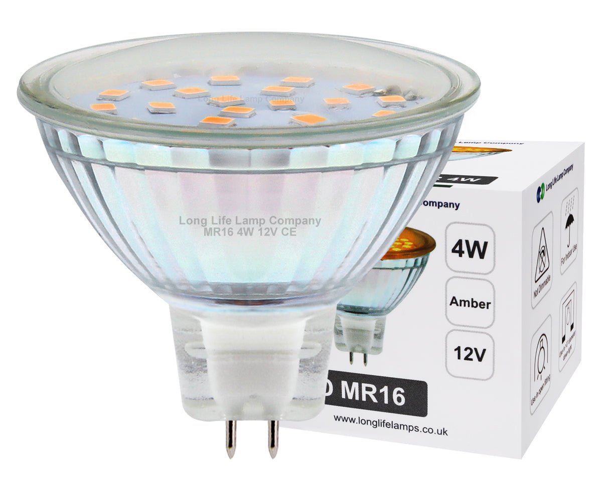 4W MR16 LED Amber Low Voltage Spot Light Bulb 12V - Energy Light Bulbs - Free delivery on all orders