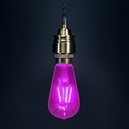 4w Purple LED Vintage Filament Light Bulb E27 Clear Glass ST58 Ambient Lighting - Energy Light Bulbs - Free delivery on all orders
