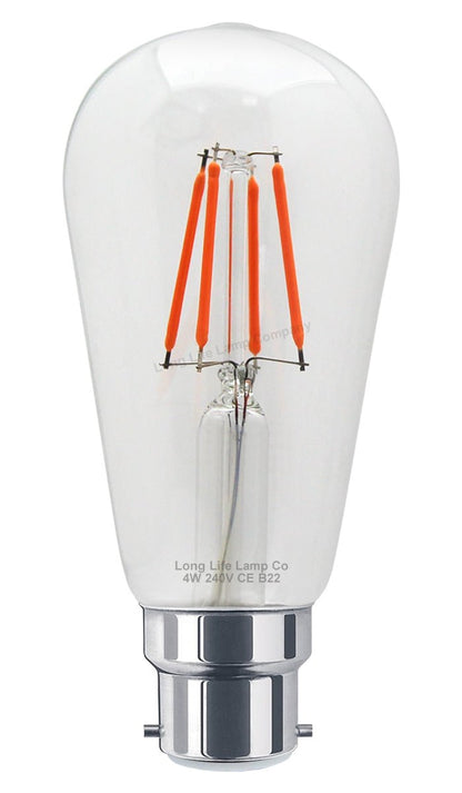 4w Red LED Vintage Filament Light Bulb B22 Clear Glass ST58 Ambient Lighting - Energy Light Bulbs - Free delivery on all orders
