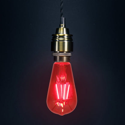 4w Red LED Vintage Filament Light Bulb B22 Clear Glass ST58 Ambient Lighting - Energy Light Bulbs - Free delivery on all orders