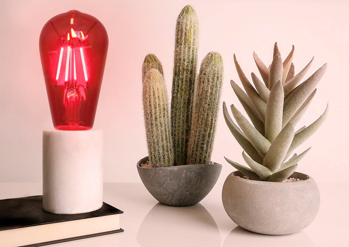 4w Red LED Vintage Filament Light Bulb E27 Clear Glass ST58 Ambient Lighting - Energy Light Bulbs - Free delivery on all orders