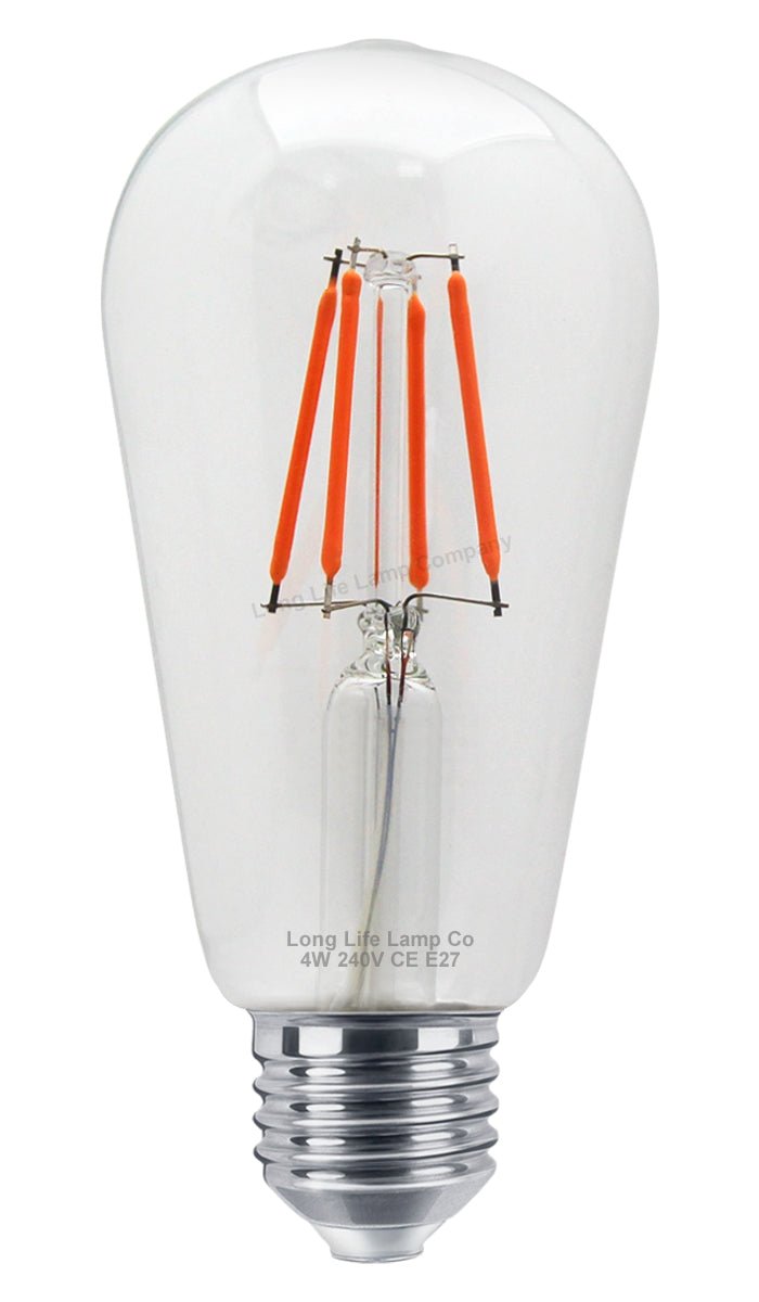4w Red LED Vintage Filament Light Bulb E27 Clear Glass ST58 Ambient Lighting - Energy Light Bulbs - Free delivery on all orders