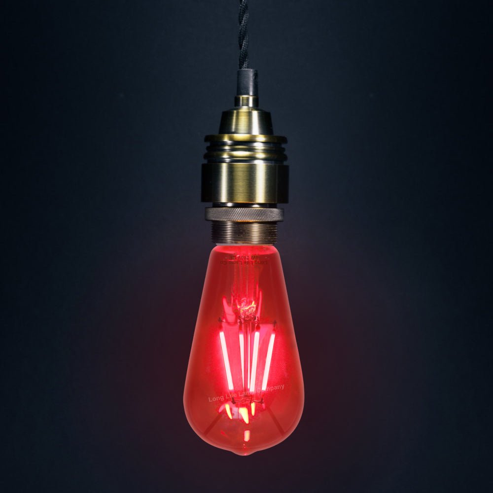 4w Red LED Vintage Filament Light Bulb E27 Clear Glass ST58 Ambient Lighting - Energy Light Bulbs - Free delivery on all orders