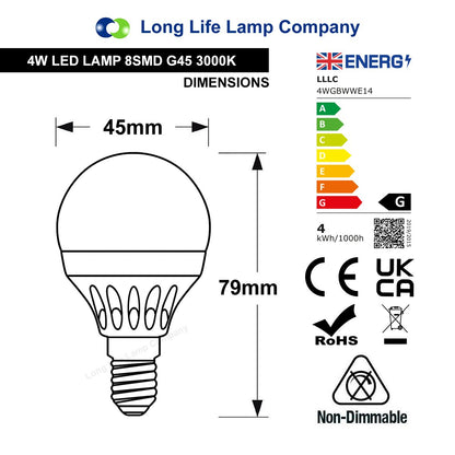 4w Warm White Golf Ball Shape LED Light Bulbs - Free delivery on all orders
