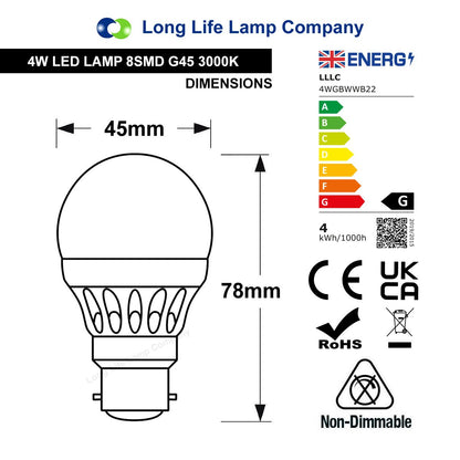 4w Warm White Golf Ball Shape LED Light Bulbs - Free delivery on all orders