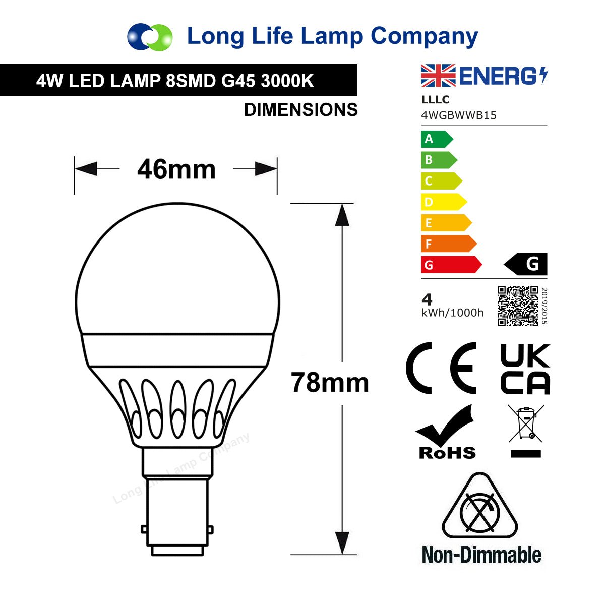 4w Warm White Golf Ball Shape LED Light Bulbs - Free delivery on all orders