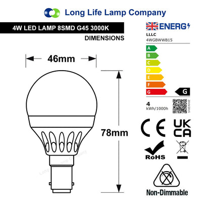 4w Warm White Golf Ball Shape LED Light Bulbs - Free delivery on all orders