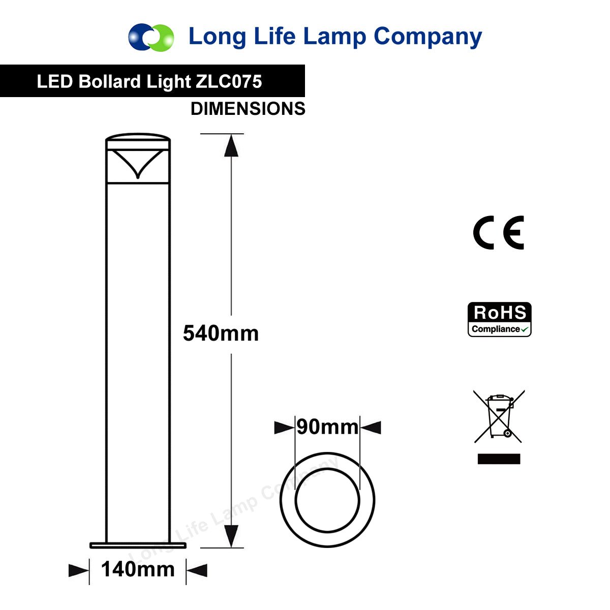 4w Warm White Modern LED Bollard Post Light Stainless Steel - Energy Light Bulbs - Free delivery on all orders