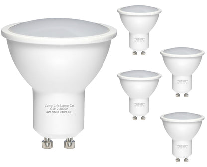 5 PACK 4w SMD LED GU10 Light Bulb High Brightness warm white - Energy Light Bulbs - Free delivery on all orders