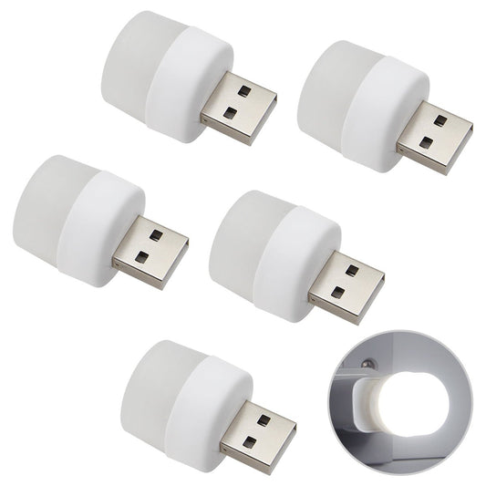 5 Pack - Mini USB Light 1w LED Night Light Cool White Bright Glow Lamp - Energy Light Bulbs - Free delivery on all orders