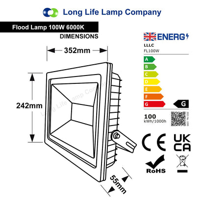 50w , 100w Energy Saving LED Floodlight Super Bright Slim Robust Design - Energy Light Bulbs - Free delivery on all orders