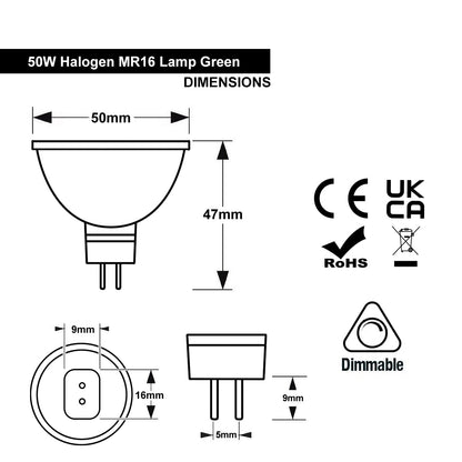 50W Green MR16 Halogen 12V Low Voltage Light Bulb - Energy Light Bulbs - Free delivery on all orders