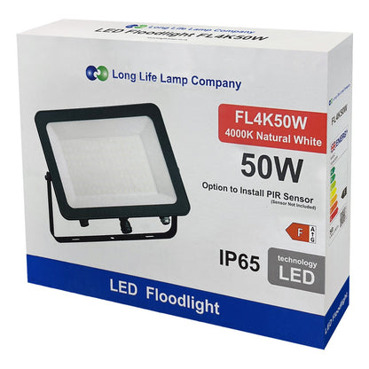 50W LED Floodlight 4000K IP65 | Optional PIR FL4K50W - Free delivery on all orders