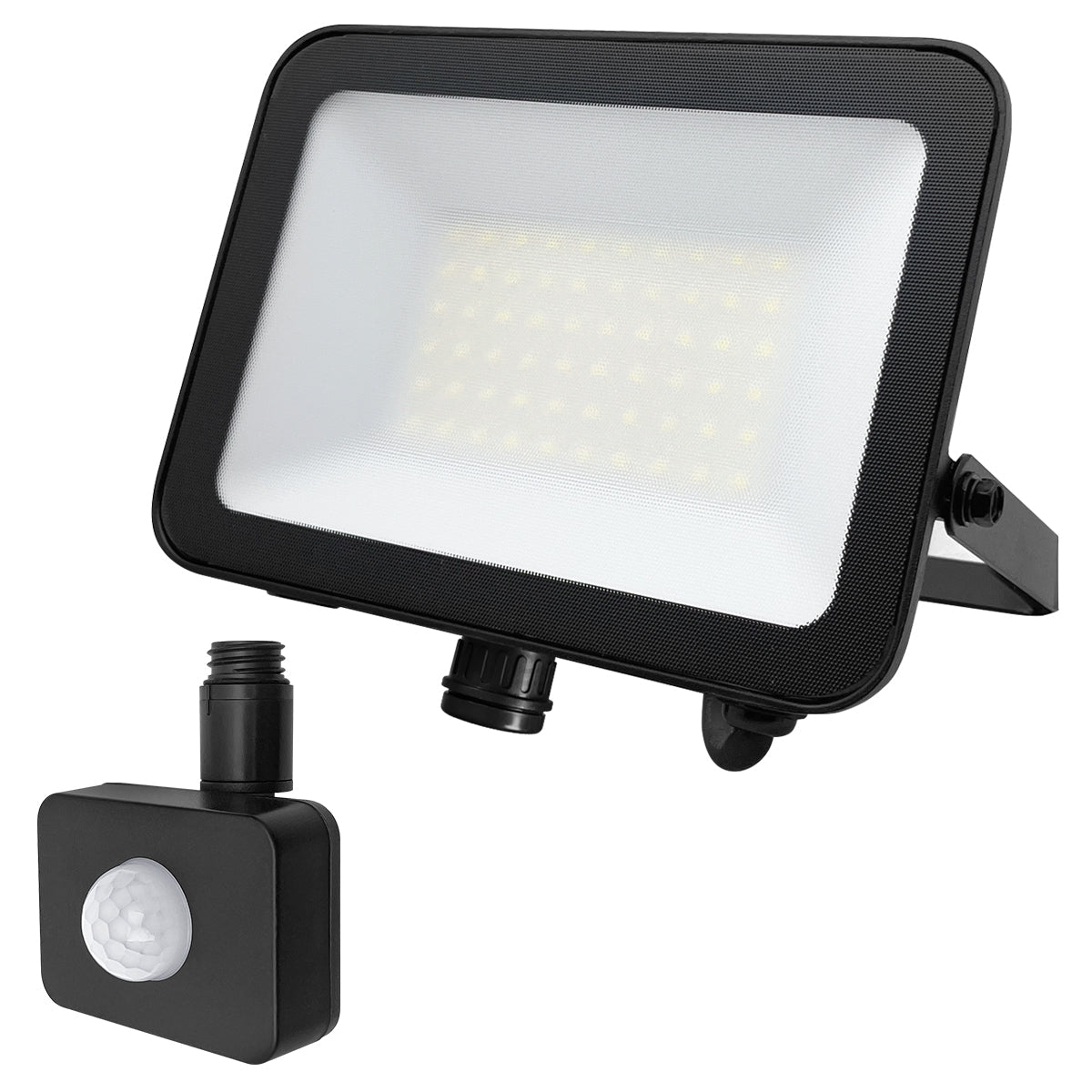 50W LED Floodlight Black Cool White 6500K with Detachable PIR Sensor - Energy Light Bulbs - Free delivery on all orders