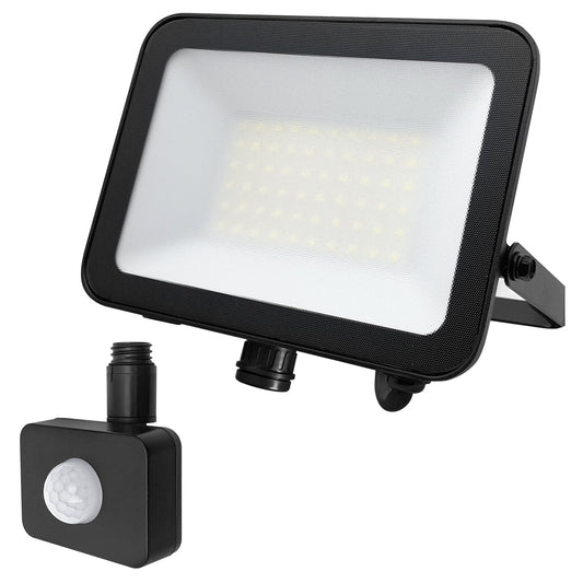 50W LED Floodlight Black Cool White 6500K with Detachable PIR Sensor - Energy Light Bulbs - Free delivery on all orders