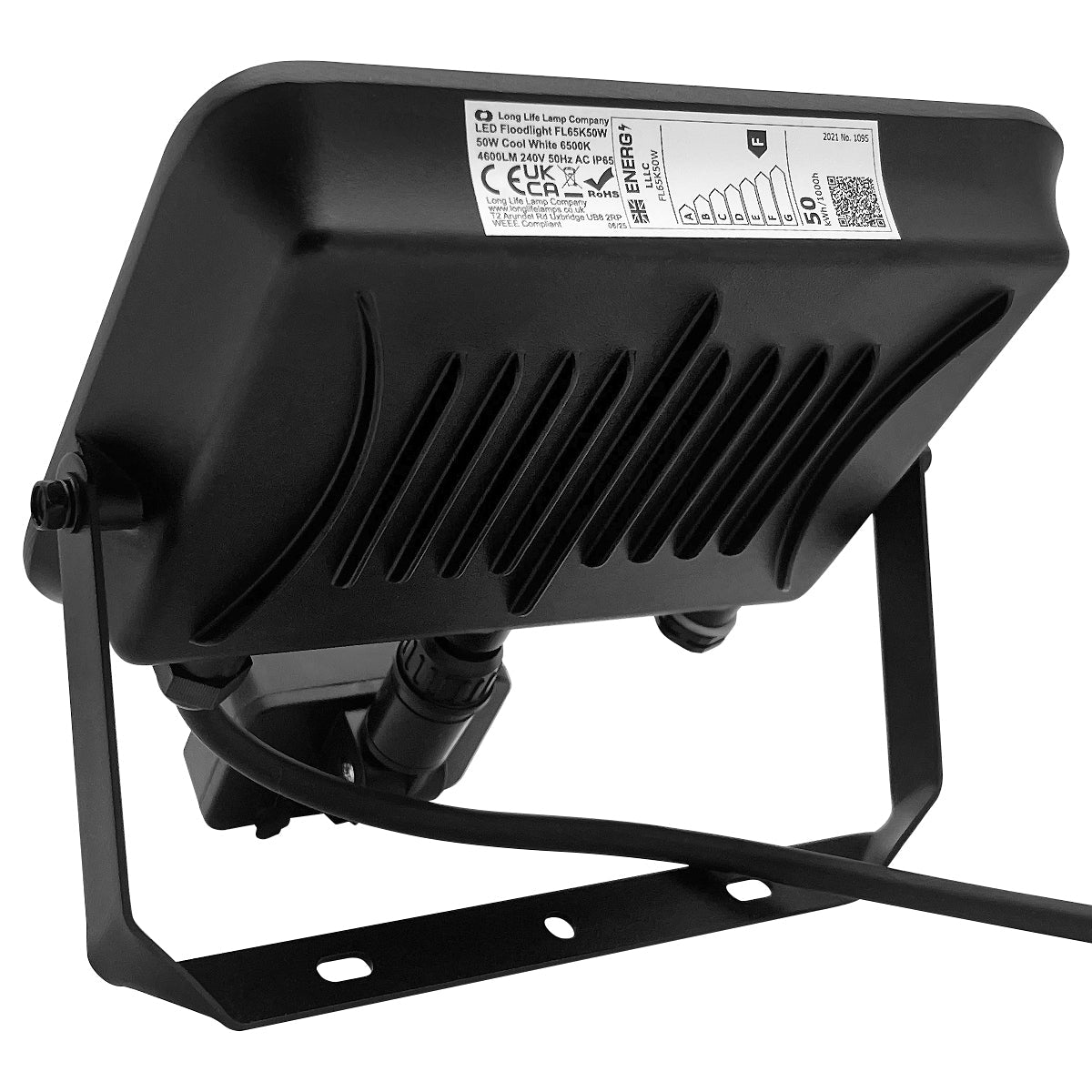 50W LED Floodlight Black Cool White 6500K with Detachable PIR Sensor - Energy Light Bulbs - Free delivery on all orders