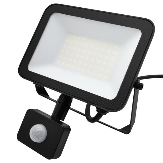 50W LED Floodlight Black Cool White 6500K with Detachable PIR Sensor - Energy Light Bulbs - Free delivery on all orders
