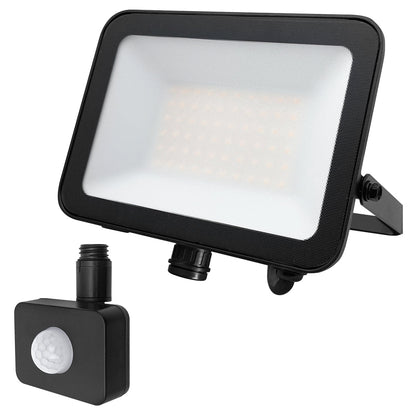 50W LED Floodlight Black Natural White 4000K with Detachable PIR Sensor - Energy Light Bulbs - Free delivery on all orders