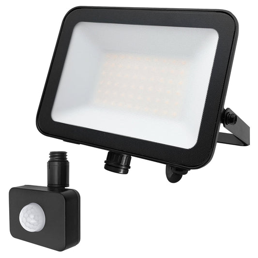 50W LED Floodlight Black Natural White 4000K with Detachable PIR Sensor - Energy Light Bulbs - Free delivery on all orders