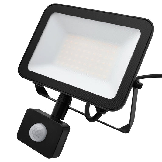 50W LED Floodlight Black Natural White 4000K with Detachable PIR Sensor - Energy Light Bulbs - Free delivery on all orders