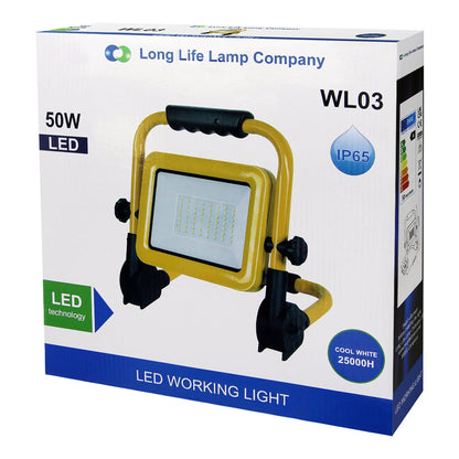 50W LED Portable Flood Work Light 240V IP65 6000K - Energy Light Bulbs - Free delivery on all orders