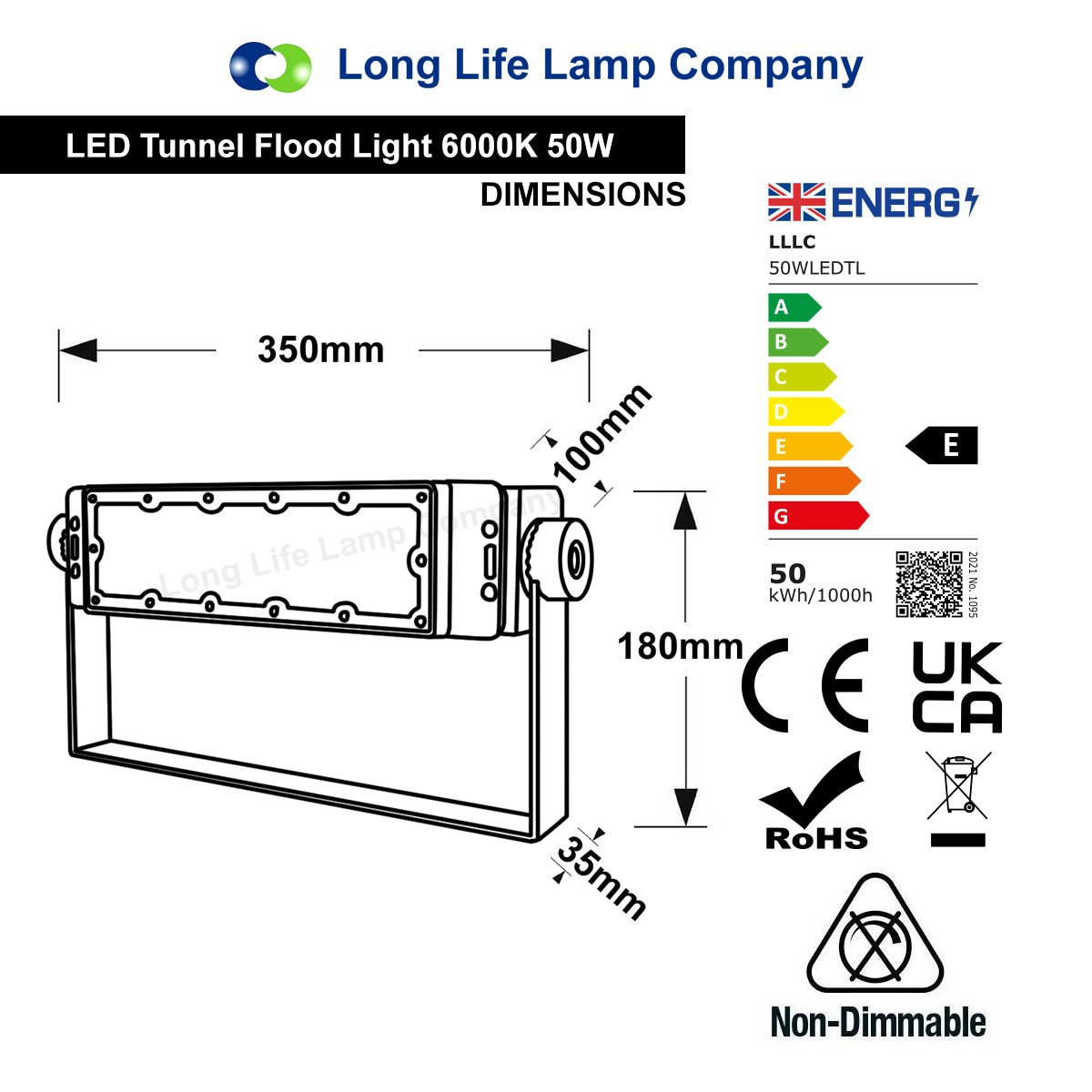 50w LED Tunnel Light High Brightness Security Flood Light IP65 6000K - Energy Light Bulbs - Free delivery on all orders
