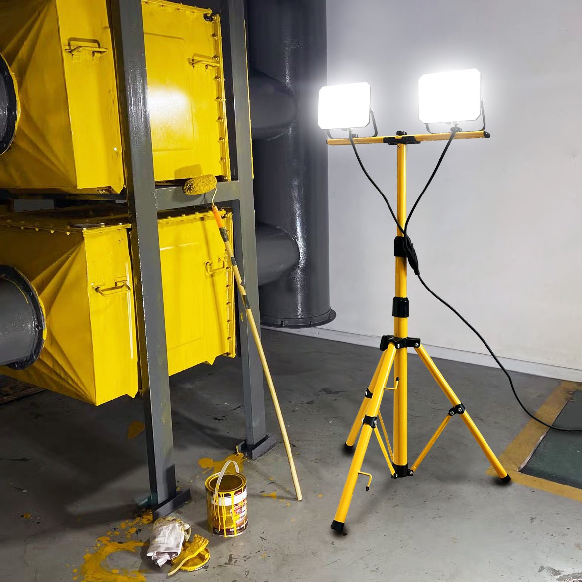 50W LED Twin Floodlight Tripod Stand Job Site IP65 6500K - Energy Light Bulbs - Free delivery on all orders