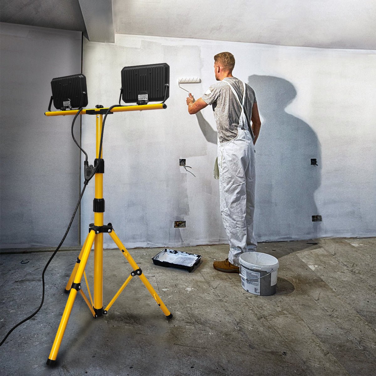50W LED Twin Floodlight Tripod Stand Job Site IP65 6500K - Energy Light Bulbs - Free delivery on all orders
