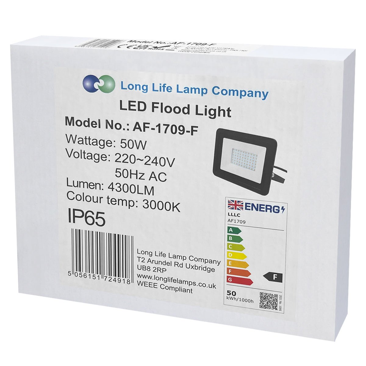 50W Outdoor LED Flood Light Warm White 3000K IP65 - Energy Light Bulbs - Free delivery on all orders