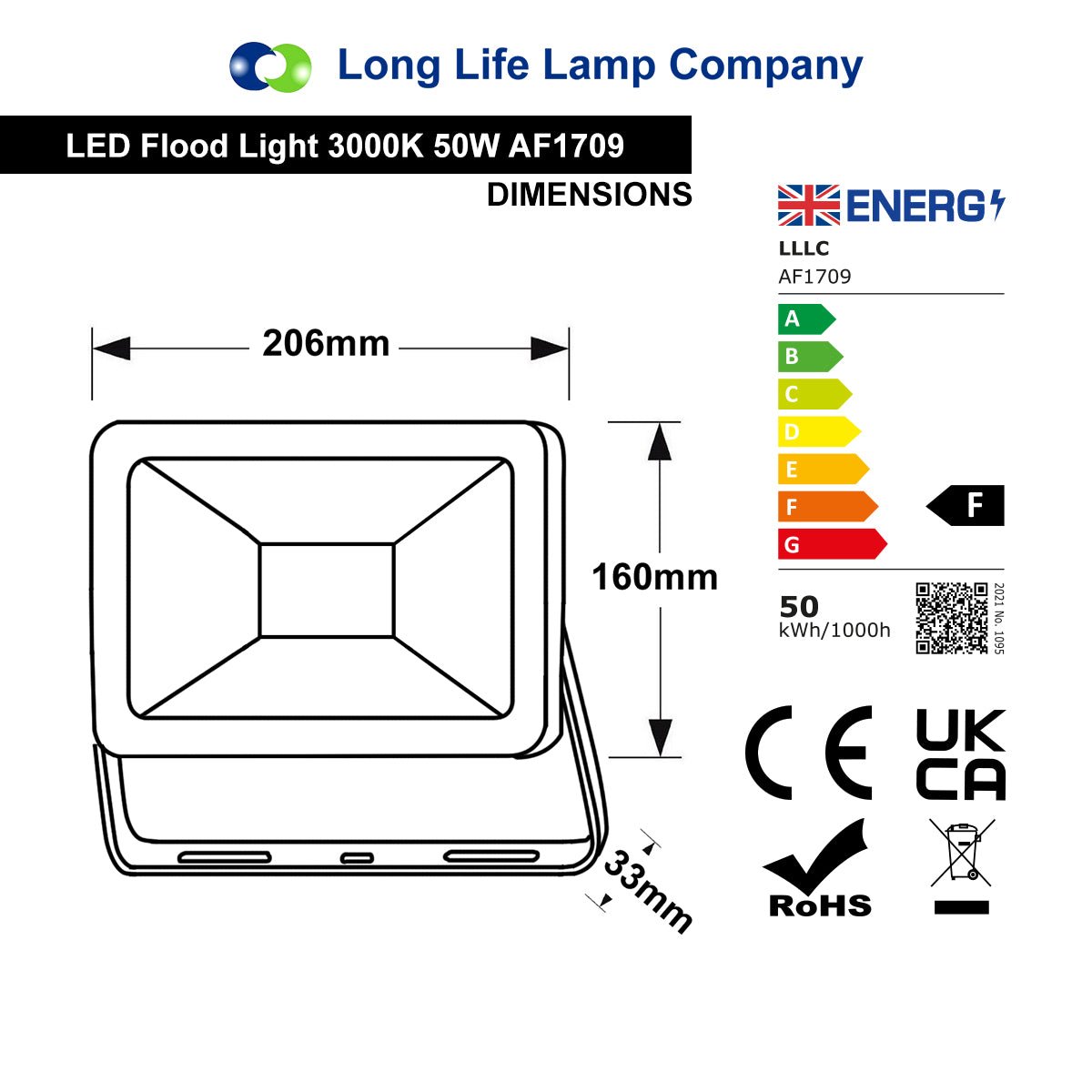 50W Outdoor LED Flood Light Warm White 3000K IP65 - Energy Light Bulbs - Free delivery on all orders