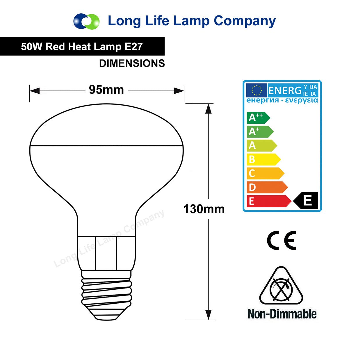 50w Reptile And Poultry Infrared Heat Lamp Bulb E27 Edison Screw - Energy Light Bulbs - Free delivery on all orders