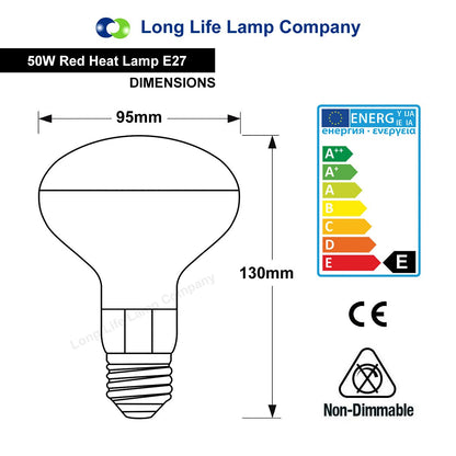 50w Reptile And Poultry Infrared Heat Lamp Bulb E27 Edison Screw - Energy Light Bulbs - Free delivery on all orders