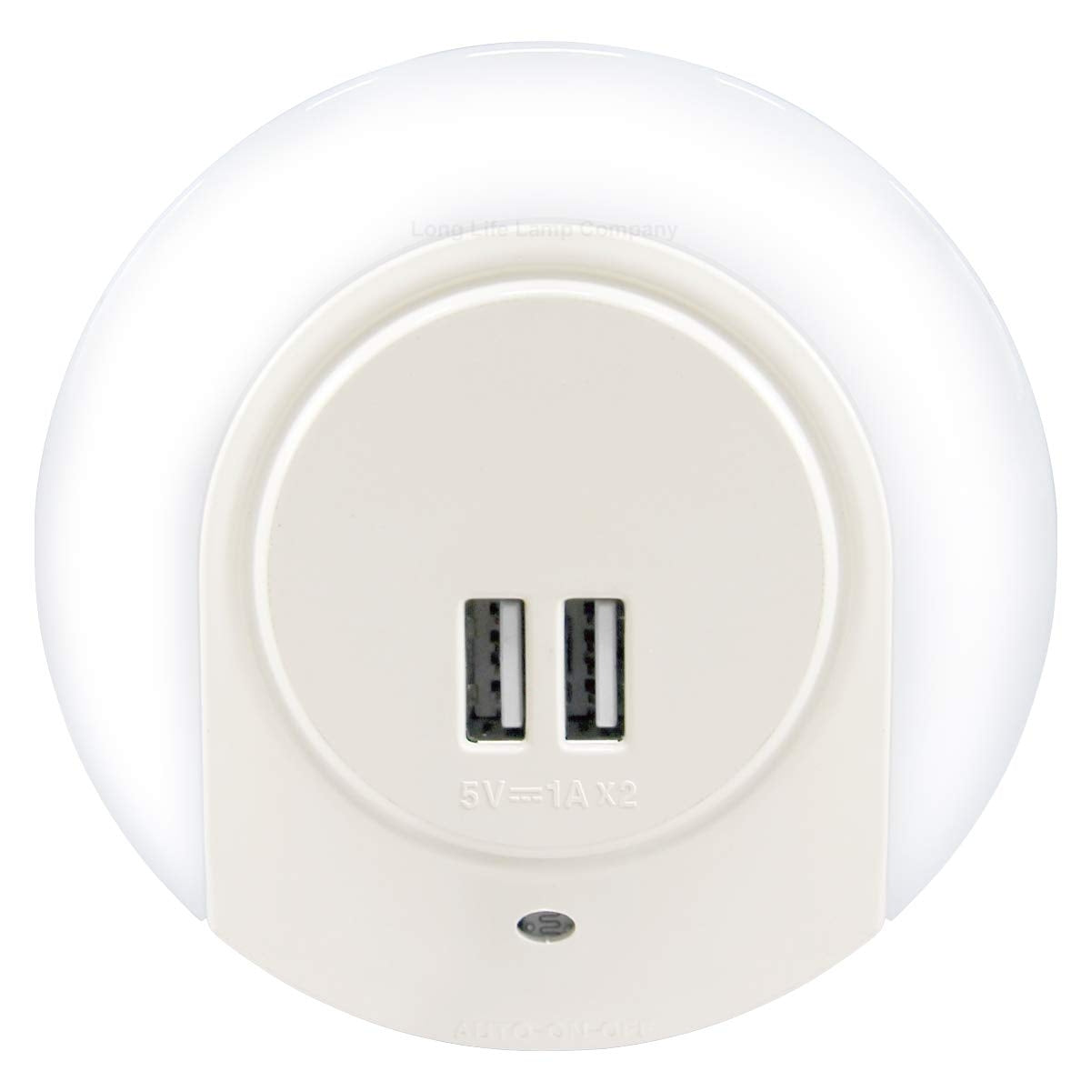 1w White LED Night Light 2 USB Ports Automatic Sensor Dusk To Dawn A78B