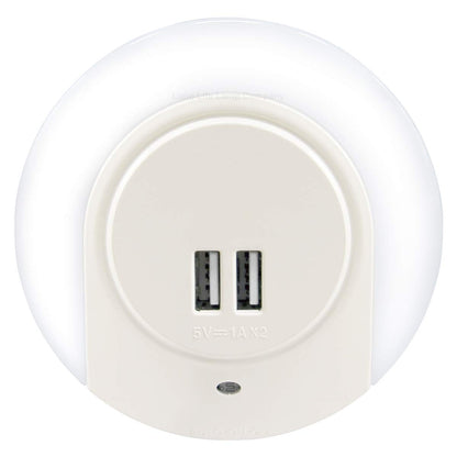 1w White LED Night Light 2 USB Ports Automatic Sensor Dusk To Dawn A78B